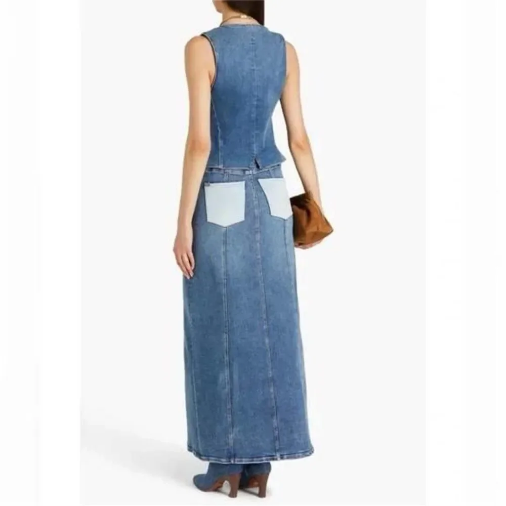 Alice+Olivia Rye Two-Tone Denim Maxi Skirt NWT  $375